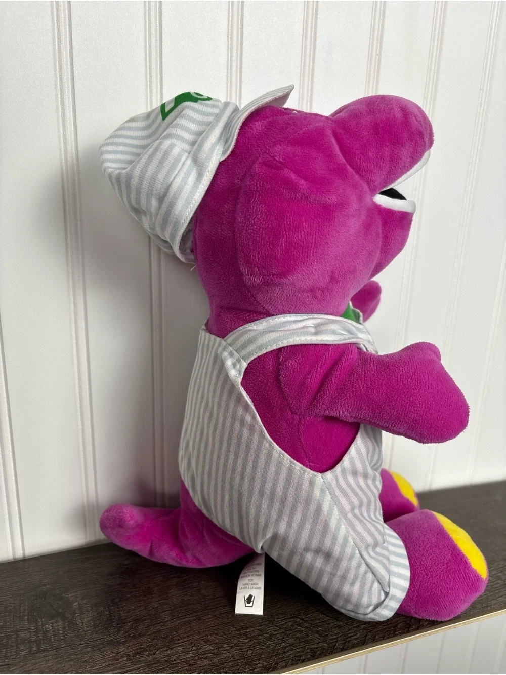 Fisher-Price Barney Train Conductor Plush Toy Stripe Overalls Barney & Friends - Picture 3 of 6